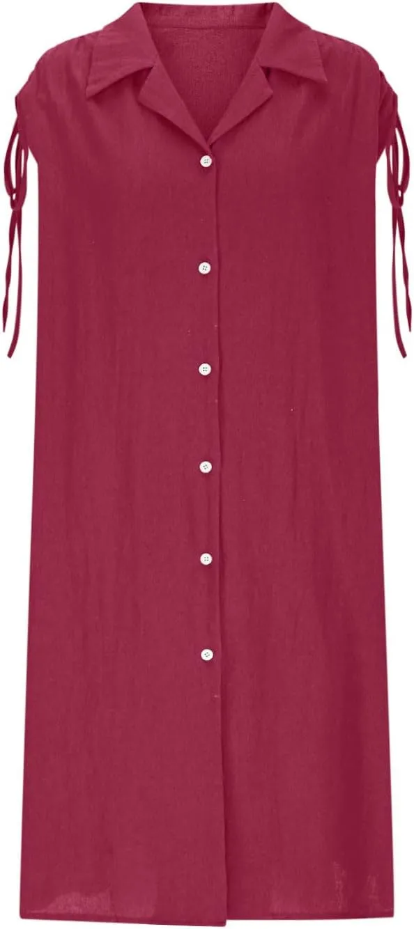 Plus Size Dresses for Curvy Women Button Down Oversized Comfort Lapel Collar Boho Sundress for Vacation