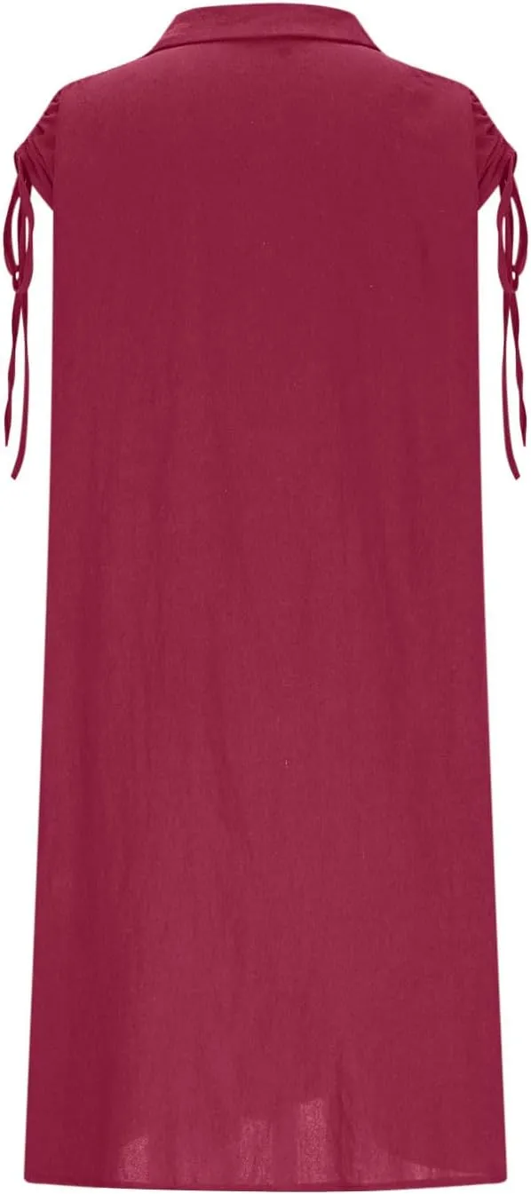 Plus Size Dresses for Curvy Women Button Down Oversized Comfort Lapel Collar Boho Sundress for Vacation