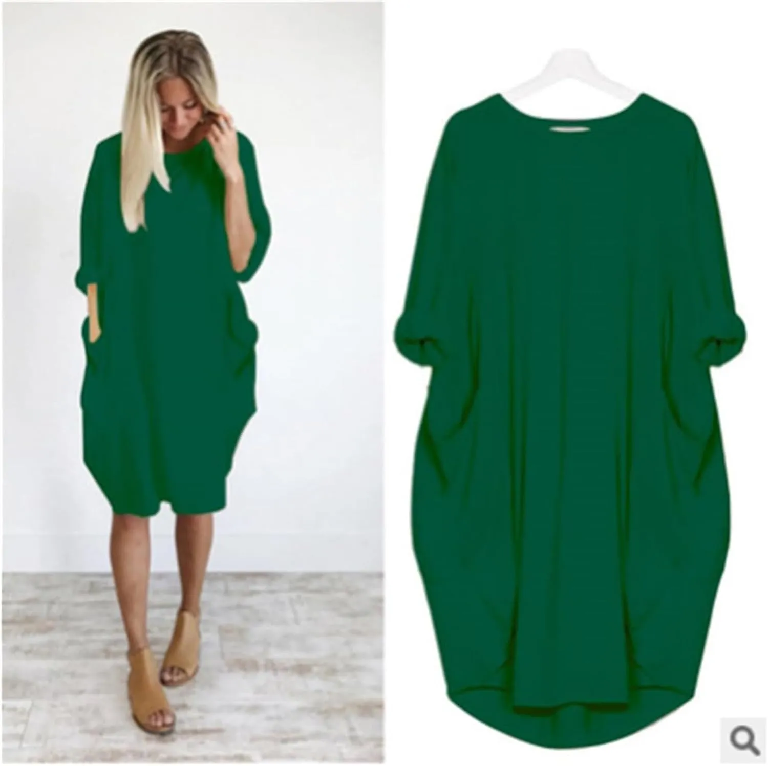 Plus Size Dresses for Curvy Women Casual Loose Dress Roll Up Midi Dress Oversize Baggy Tshirt Dersses with Pockets