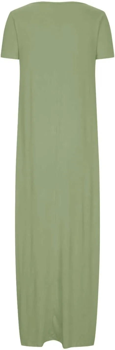 Plus Size Dresses for Curvy Women Loose Fit Round Neck Summer Beach Dresses Casual Flowy Maxi Tshirt Sundresses