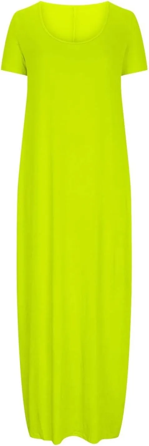 Plus Size Dresses for Curvy Women Loose Fit Round Neck Summer Beach Dresses Casual Flowy Maxi Tshirt Sundresses