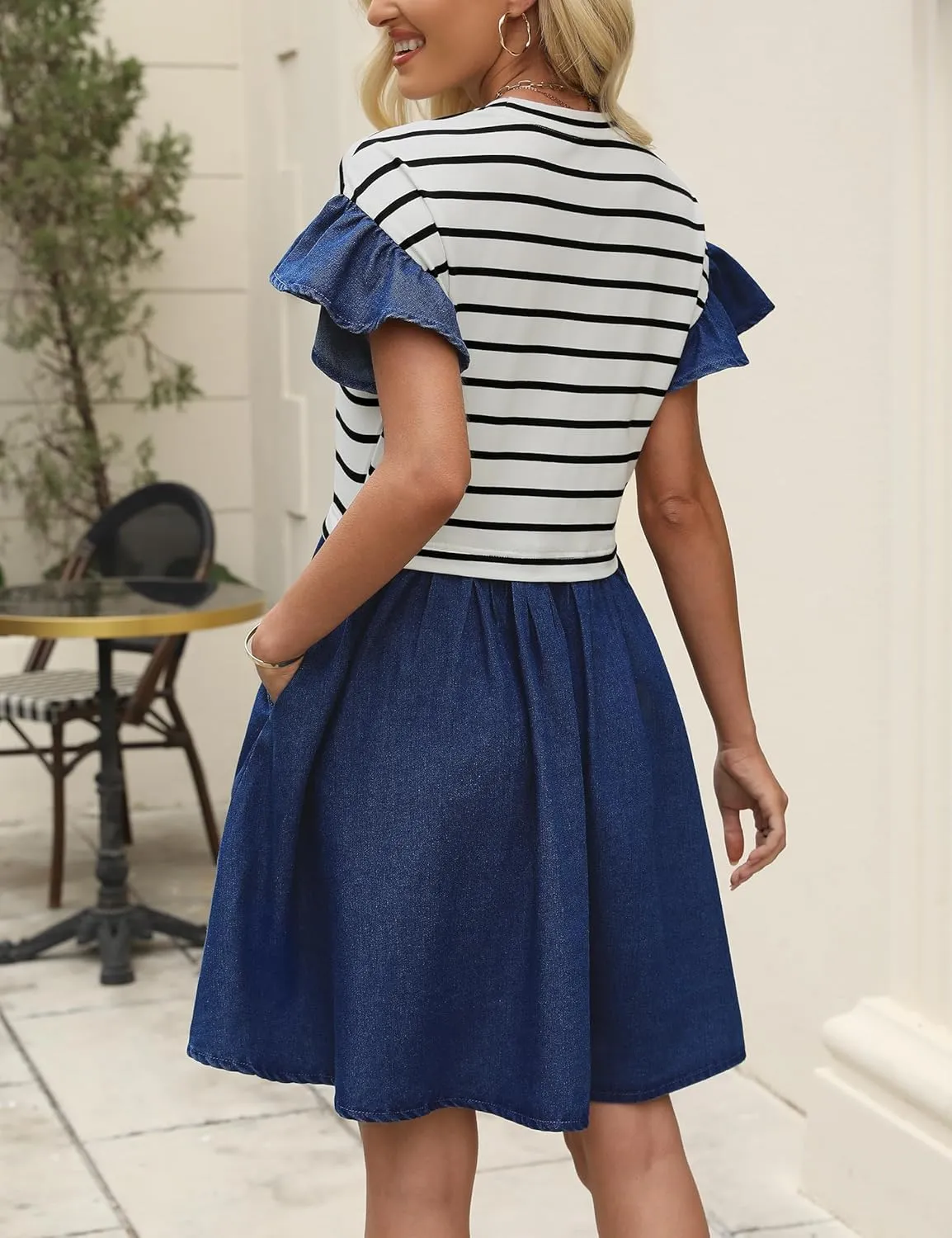 Plus Size Dresses for Curvy Women Summer Short Sleeve Casual Denim Jean Dress Babydoll Mini Dress with Pocket 2025
