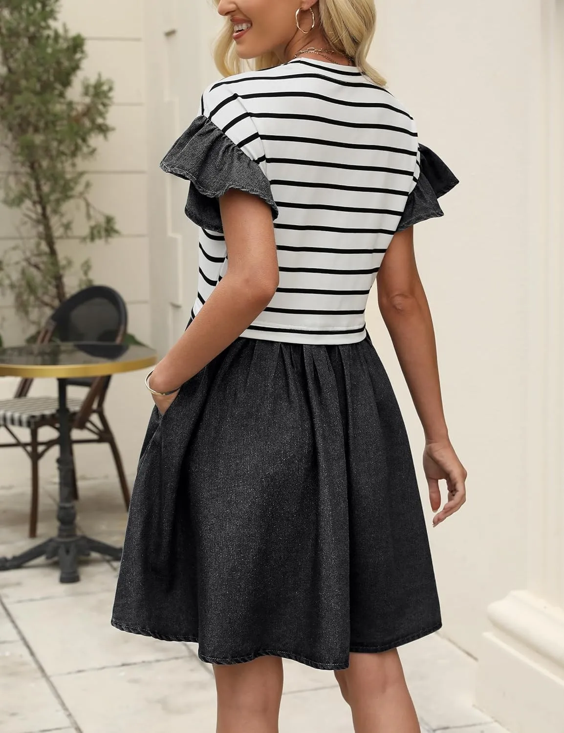 Plus Size Dresses for Curvy Women Summer Short Sleeve Casual Denim Jean Dress Babydoll Mini Dress with Pocket 2025