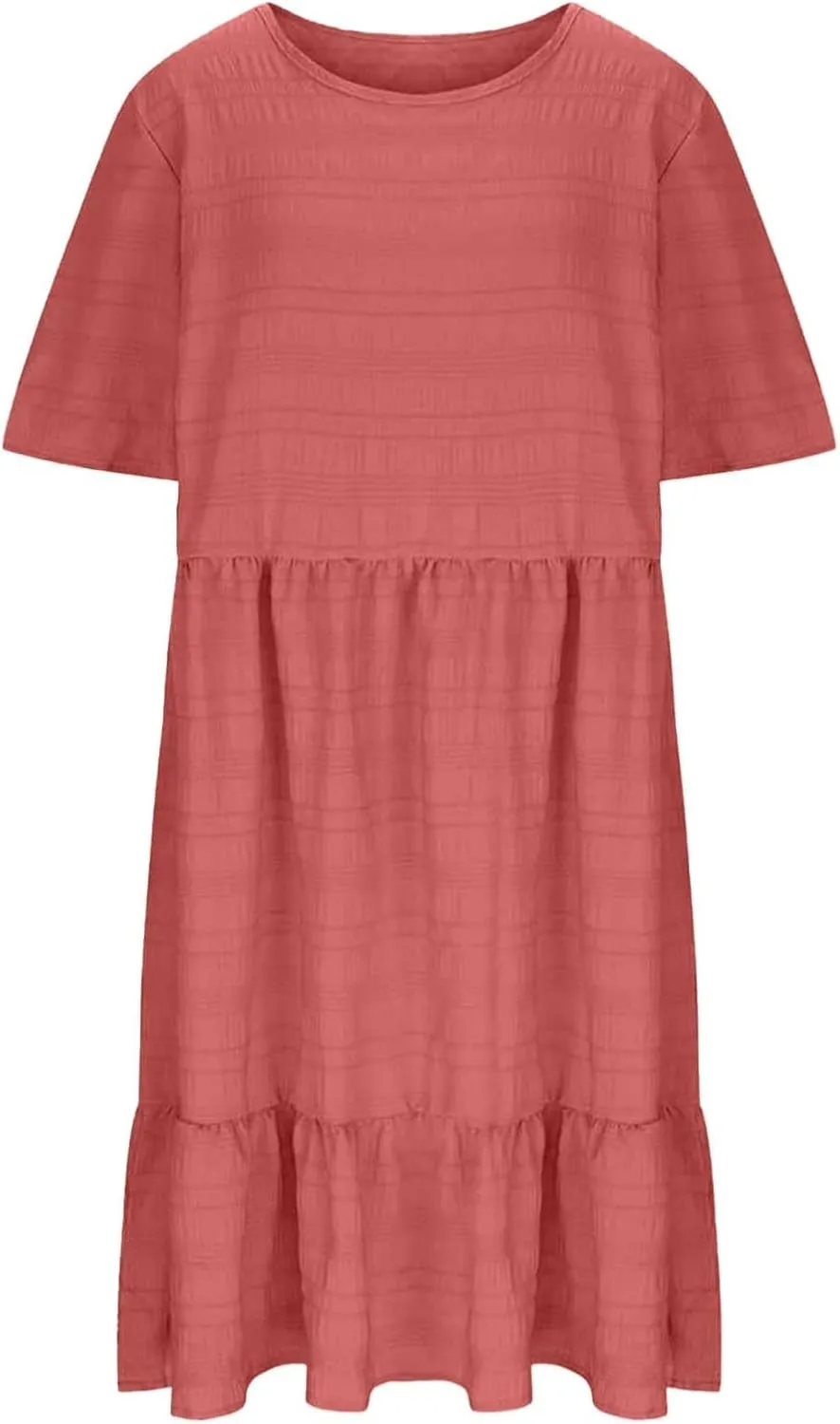 Plus Size Dresses for Women Short Sleeve Crew Neck Womens Dresses Swing Flowy Tiered Ruffle Beach Dress 2025
