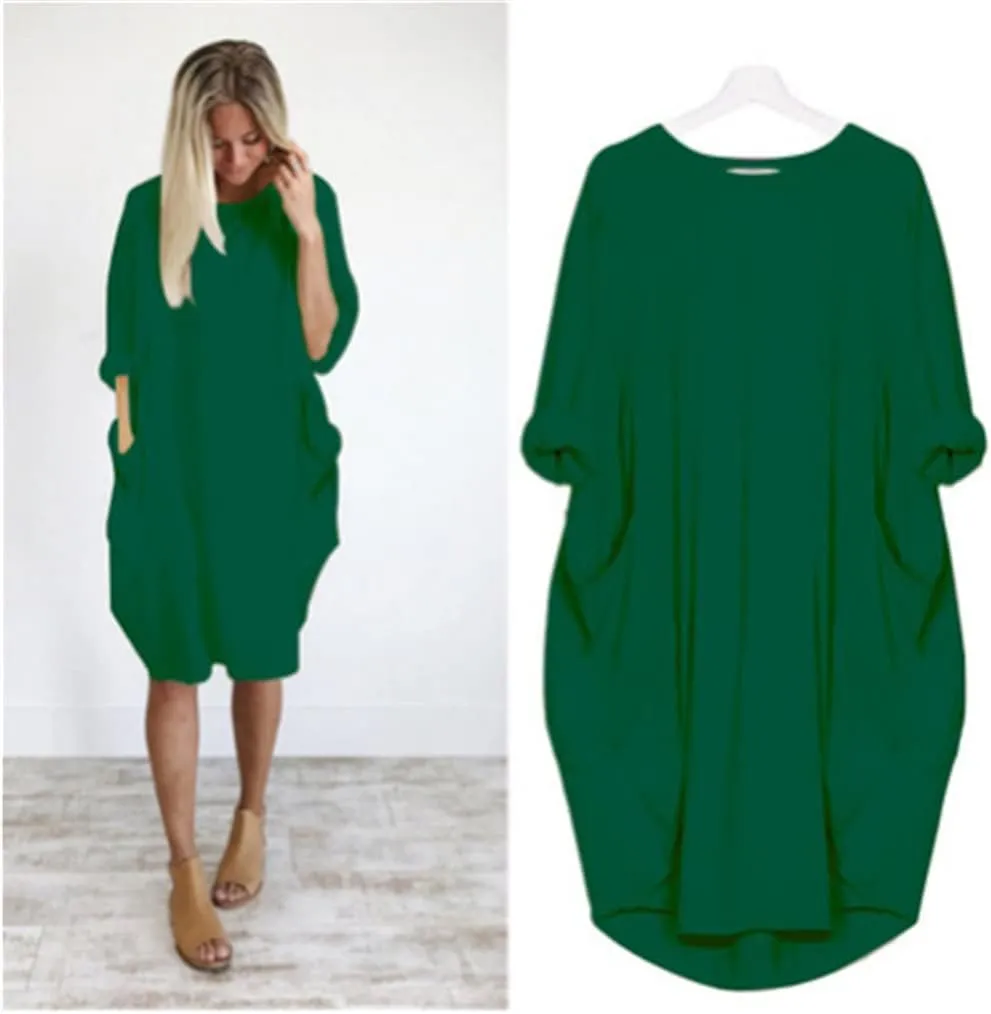 Plus Size Dresses for Women Summer Long Sleeve Crewneck Loose Fit Midi Dresses Fashion Trendy Casual Dressy 2025