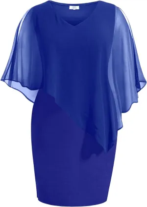 Plus Size Dresses Wedding Guest - Mother Bride Cocktail Semi Formal Cape Knee Length Dresses