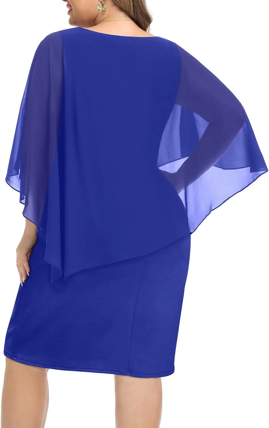 Plus Size Dresses Wedding Guest - Mother Bride Cocktail Semi Formal Cape Knee Length Dresses