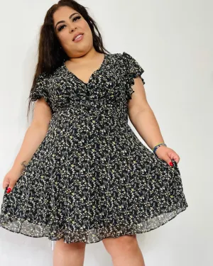 Plus Size Floral Chiffon Dress