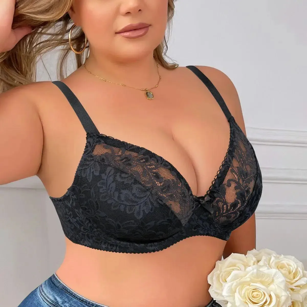 Plus Size Floral Lace Bras with Underwire