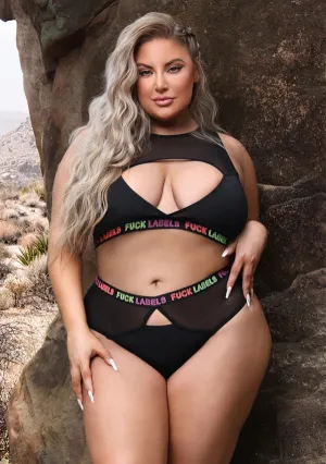 Plus Size Fuck Labels Crop Top Set
