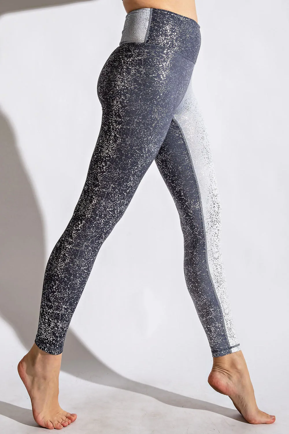 Plus Size Galaxy Foil Print Full Sports Bra - Bralette