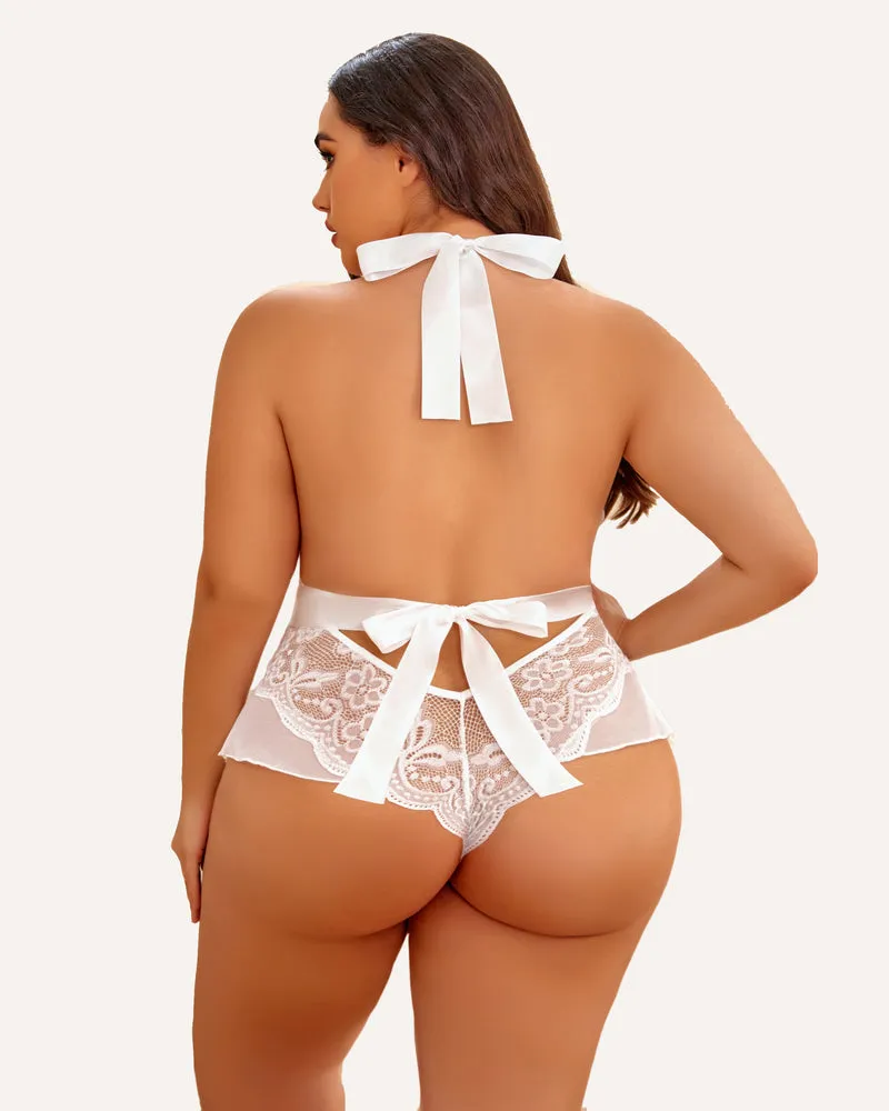 Plus Size Halter Lace Bodysuit
