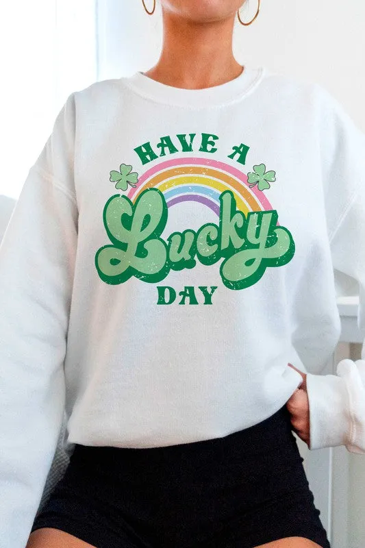 PLUS SIZE HAVE A LUCKY DAY RAINBOW SWEATSHIRT