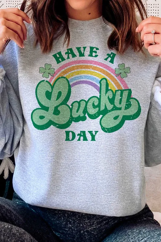 PLUS SIZE HAVE A LUCKY DAY RAINBOW SWEATSHIRT
