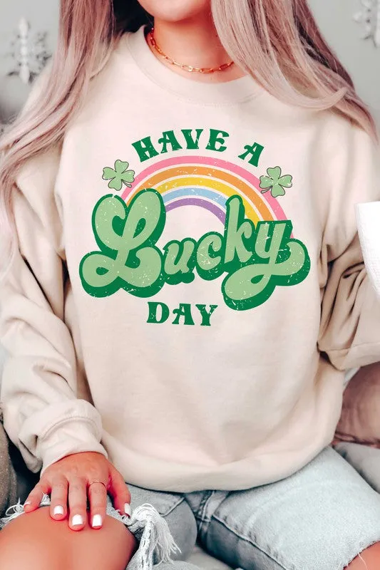 PLUS SIZE HAVE A LUCKY DAY RAINBOW SWEATSHIRT