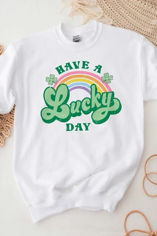 PLUS SIZE HAVE A LUCKY DAY RAINBOW SWEATSHIRT
