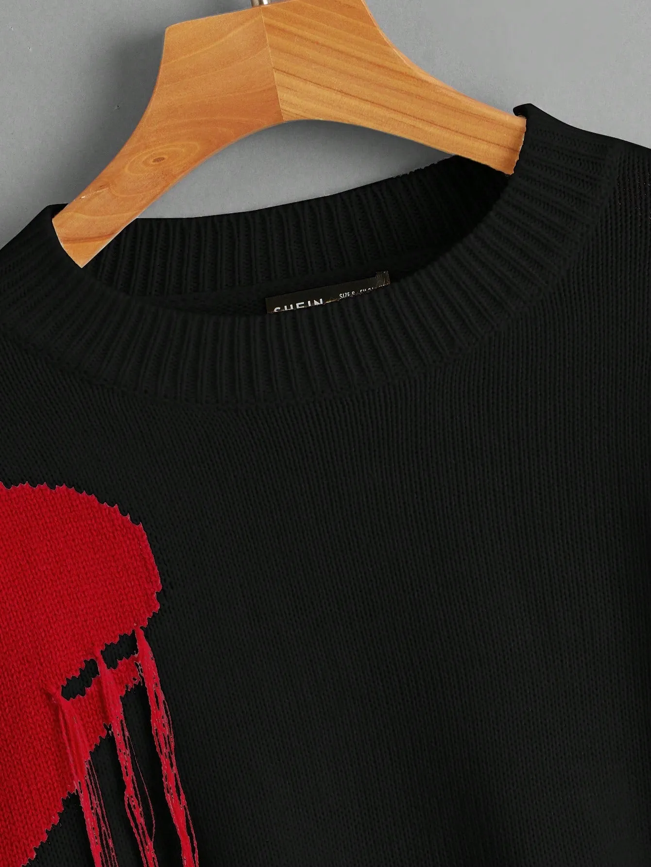 Plus Size Heart Print Sweater With Tassel Decoration And Round Neckline