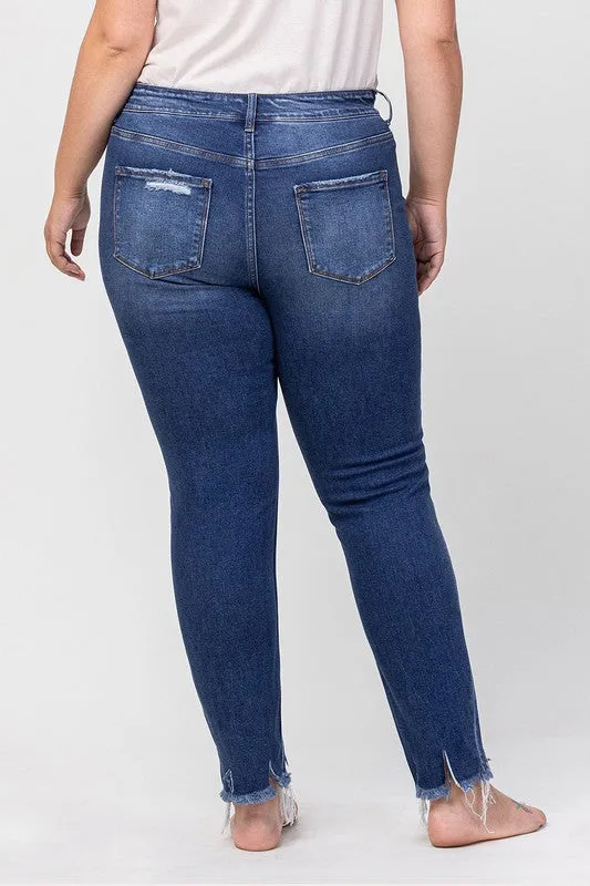 Plus Size High Rise Patched Button Up Distressed