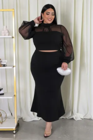Plus Size High-Waisted Maxi Skirt Set