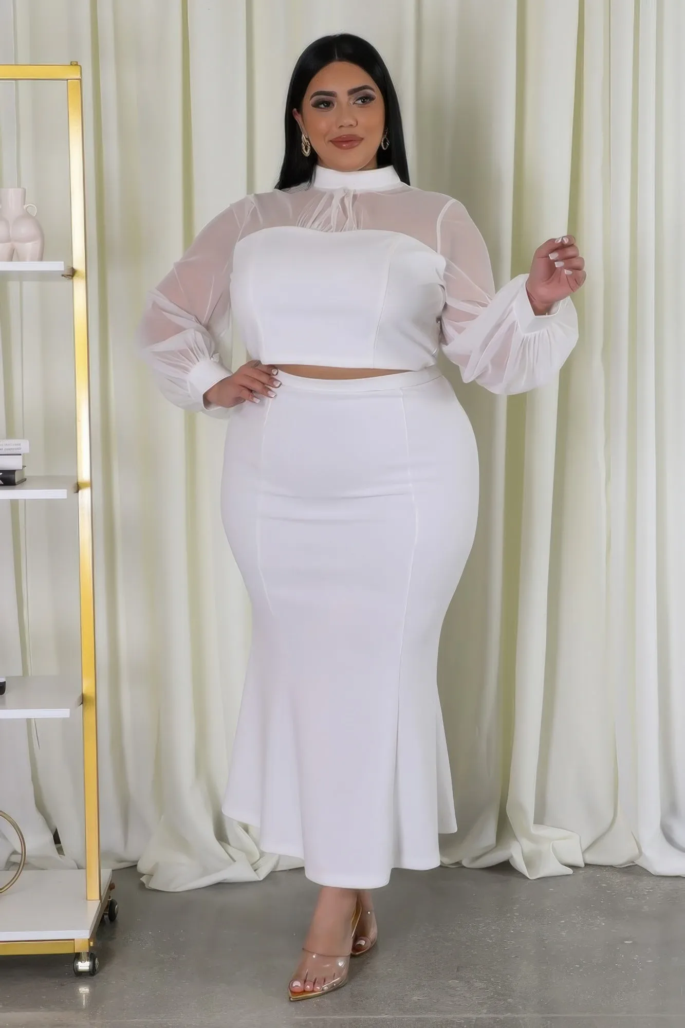 Plus Size High-Waisted Maxi Skirt Set