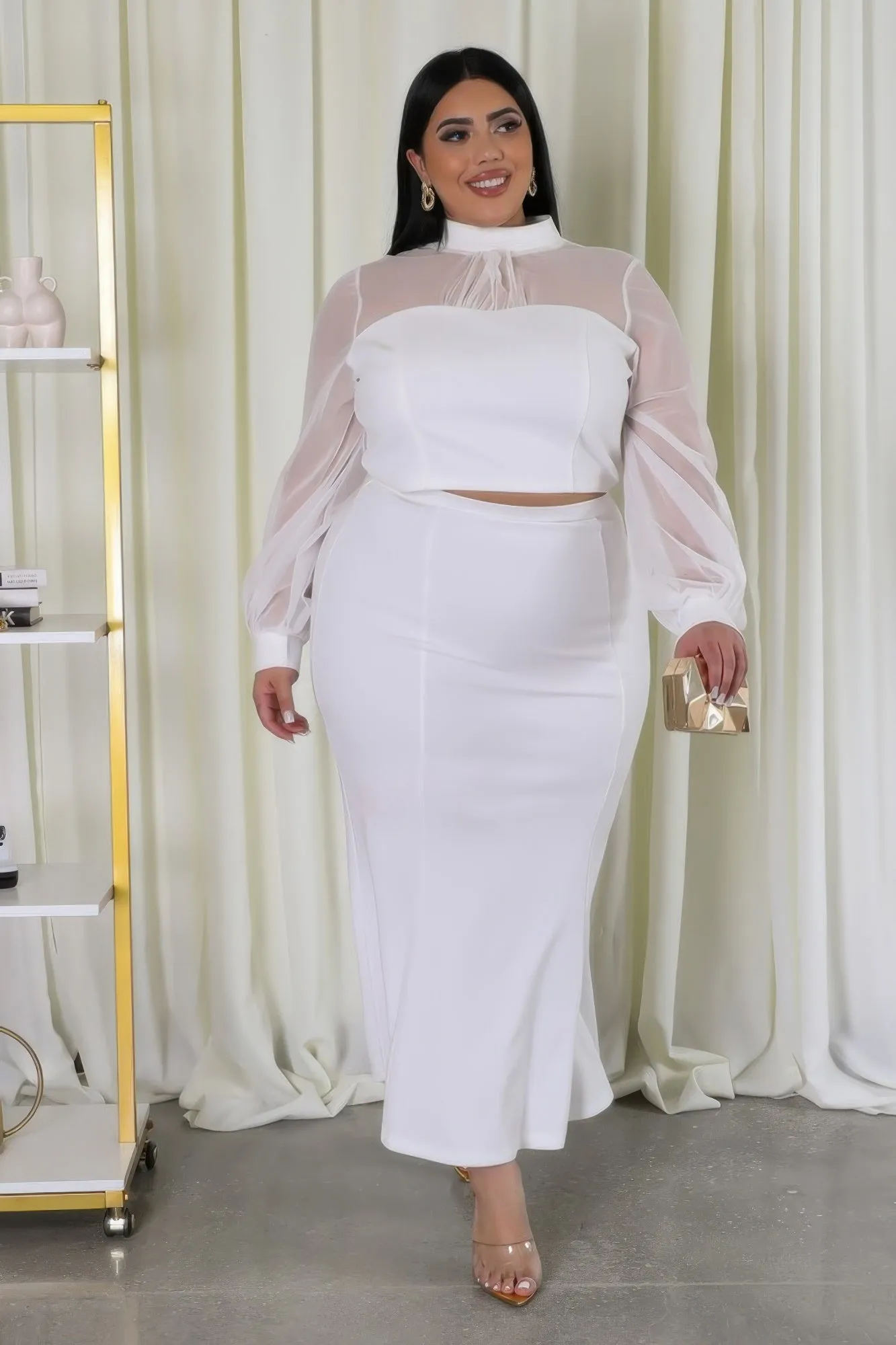 Plus Size High-Waisted Maxi Skirt Set