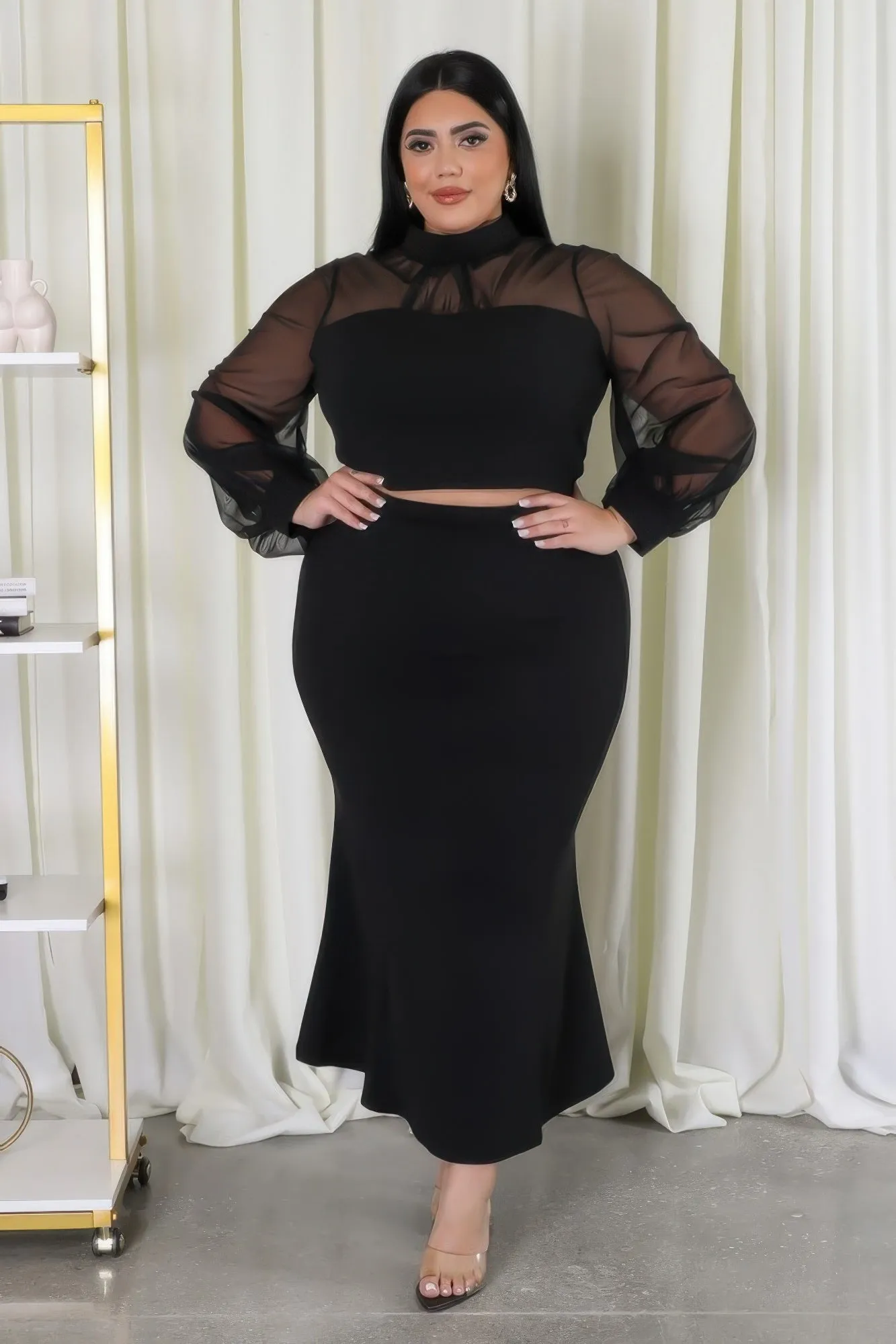 Plus Size High-Waisted Maxi Skirt Set