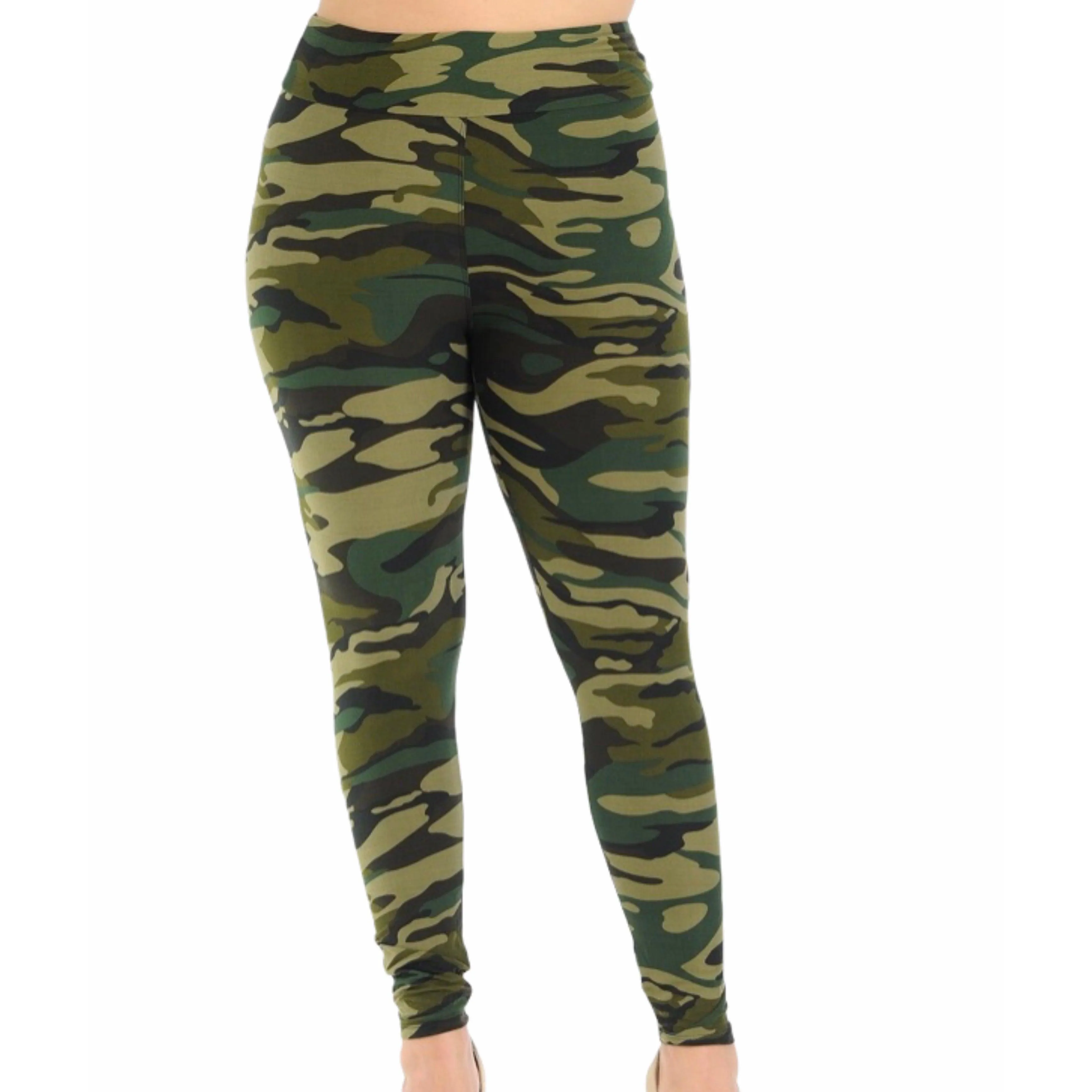 Plus Size High Waisted Military Camo Leggings