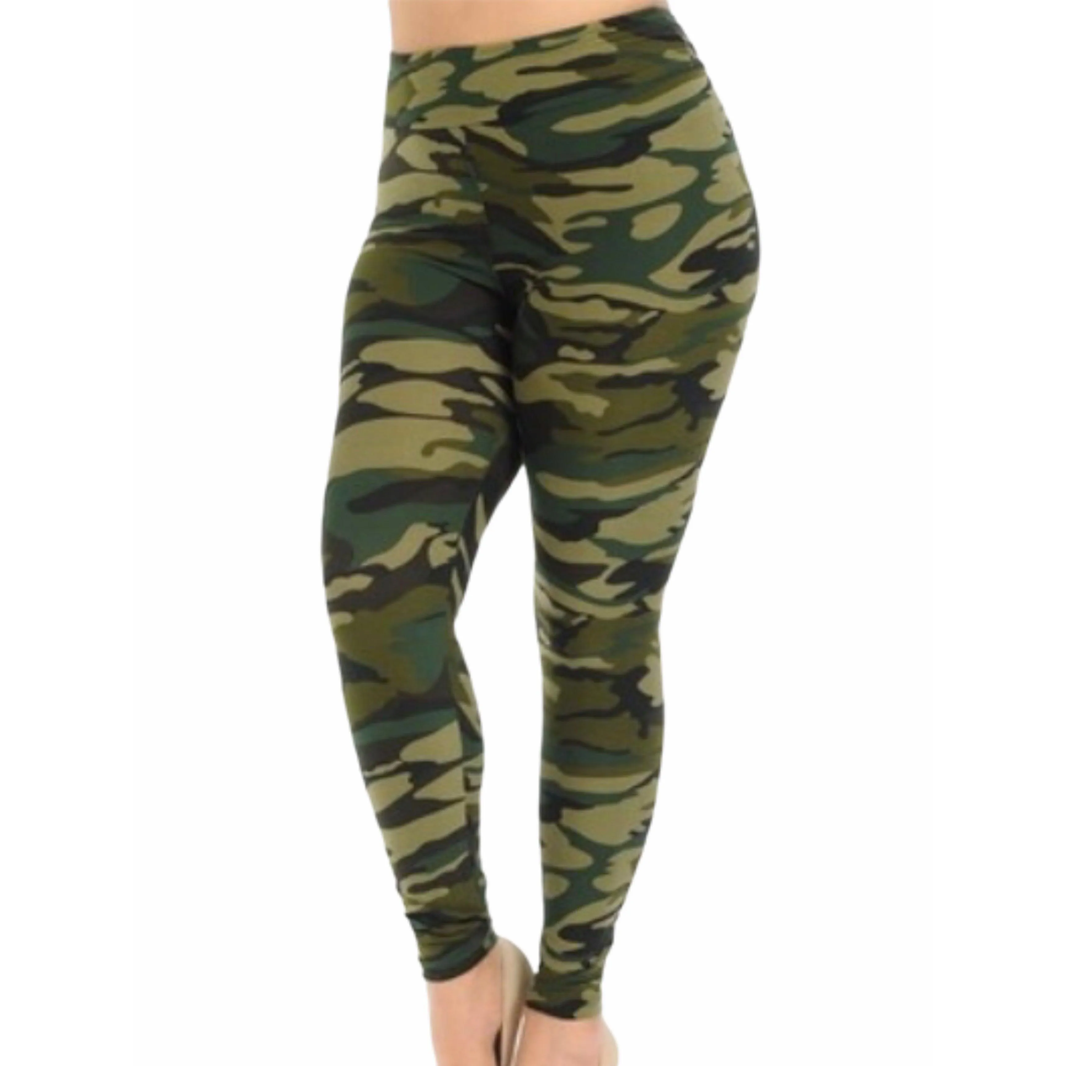 Plus Size High Waisted Military Camo Leggings