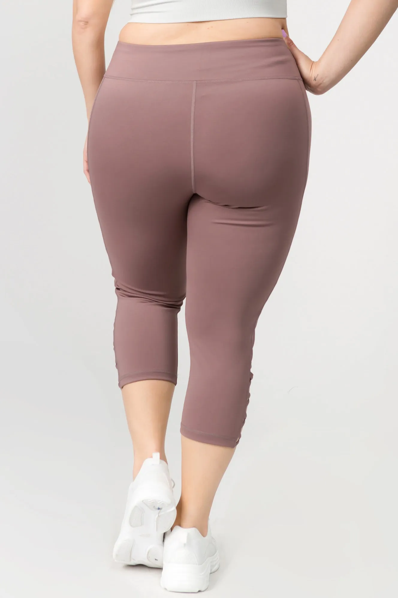 Plus Size Lattice Capri Workout Leggings