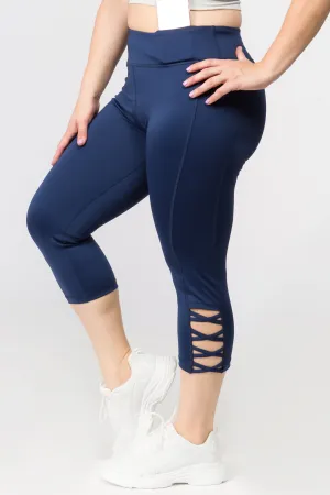 Plus Size Lattice Capri Workout Leggings