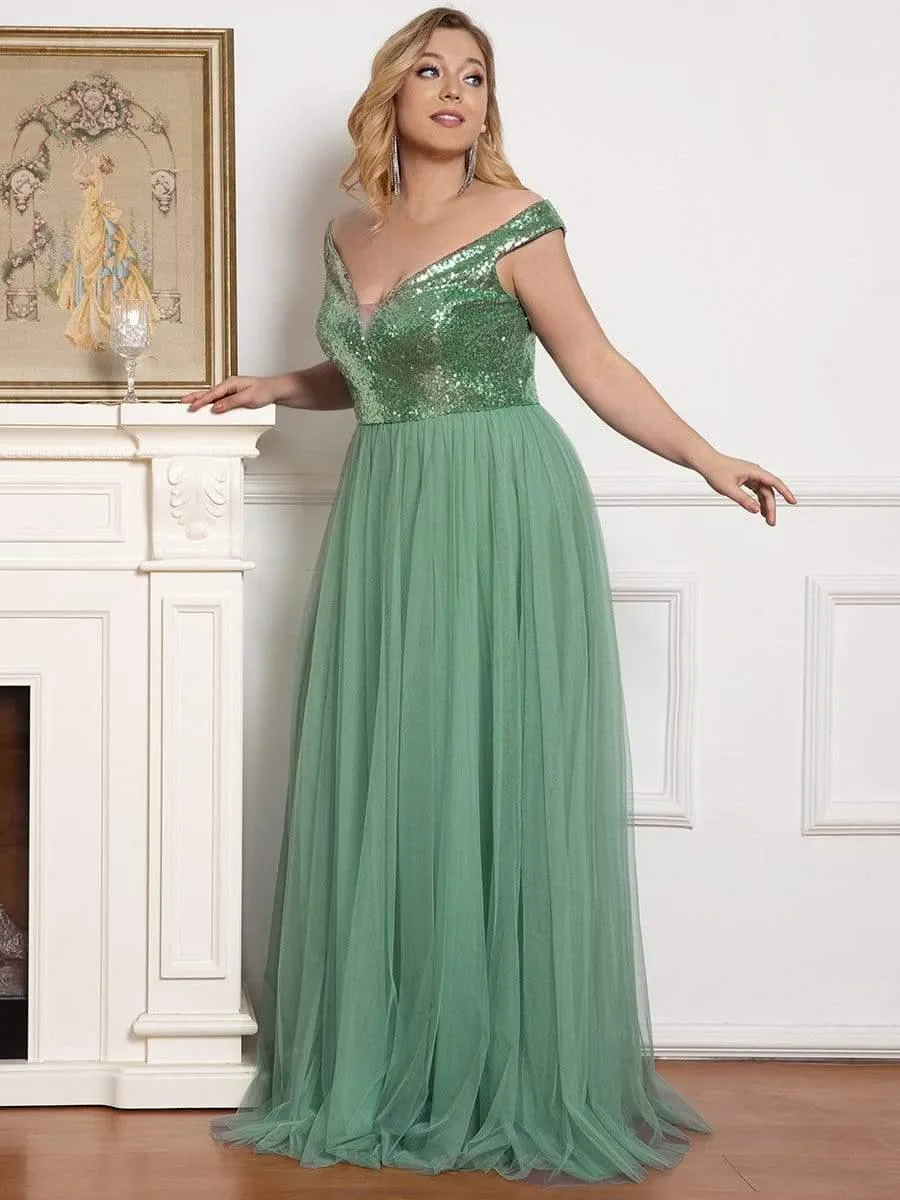 Plus Size Long Sequin Special Occasion Dresses