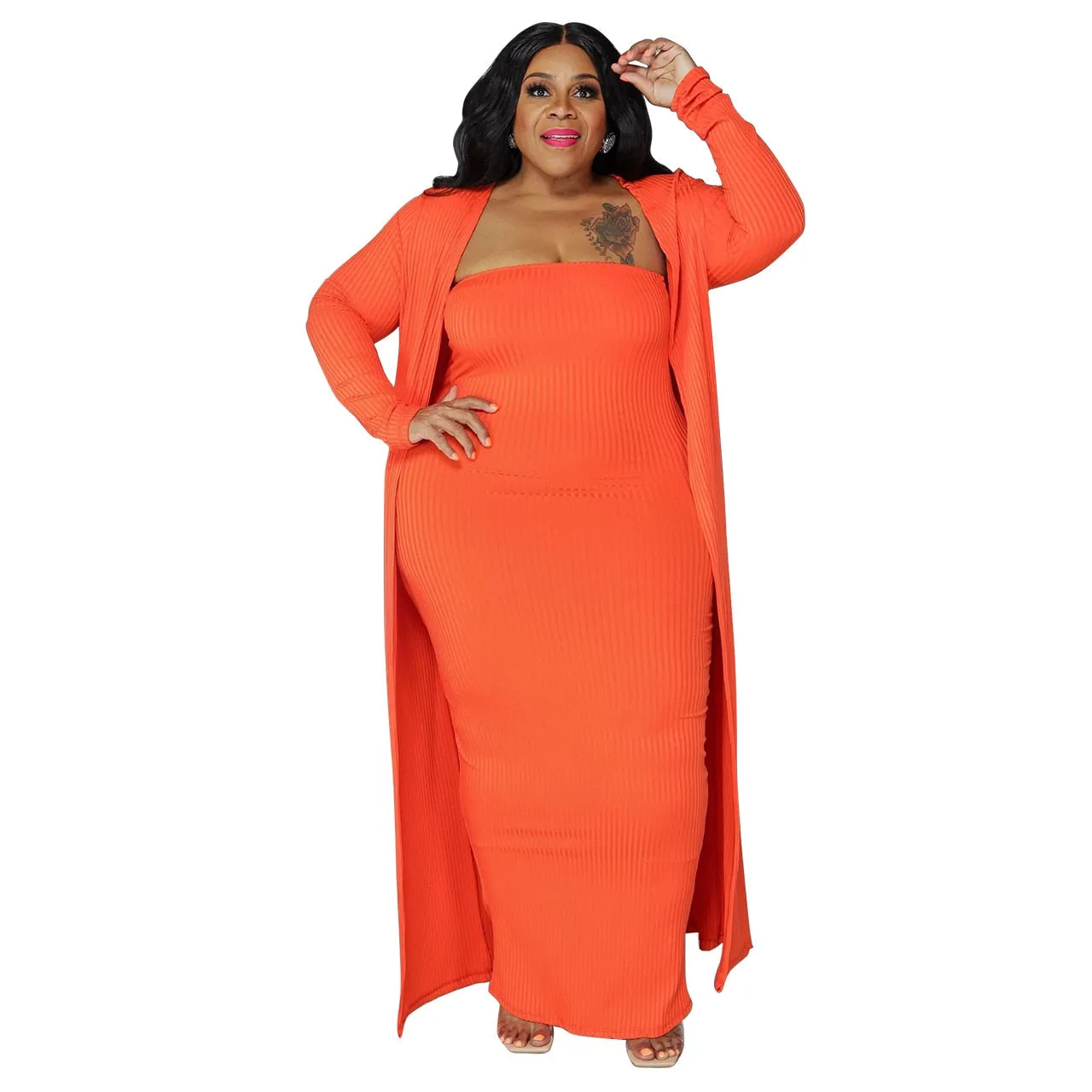 Plus Size Long Sleeve Two Piece Set