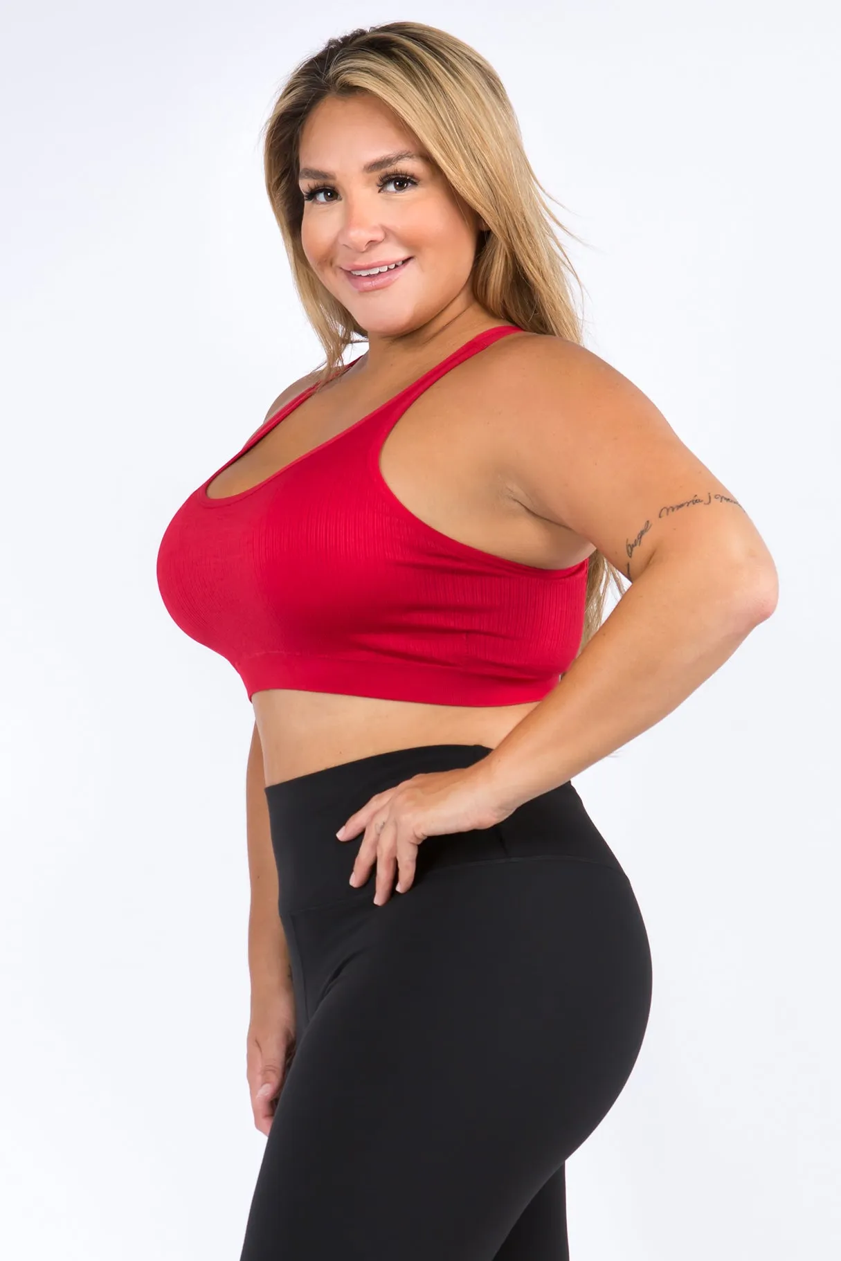 Plus Size Macrame Detail Sports Bra