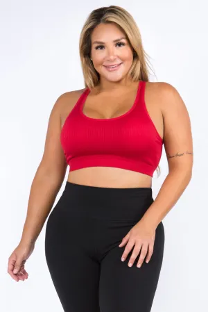 Plus Size Macrame Detail Sports Bra