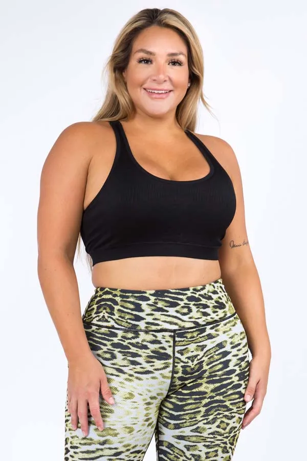 Plus Size Macrame Detail Sports Bra