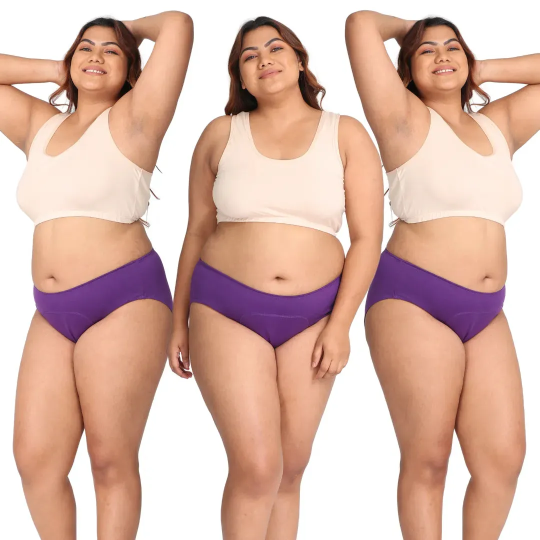 Plus Size Menstrual Panties For Stain Free Period | Hipster Fit | Leak Proof | Use with Pad For Hygiene | Prevents Front & Back Stains | 3 Pack