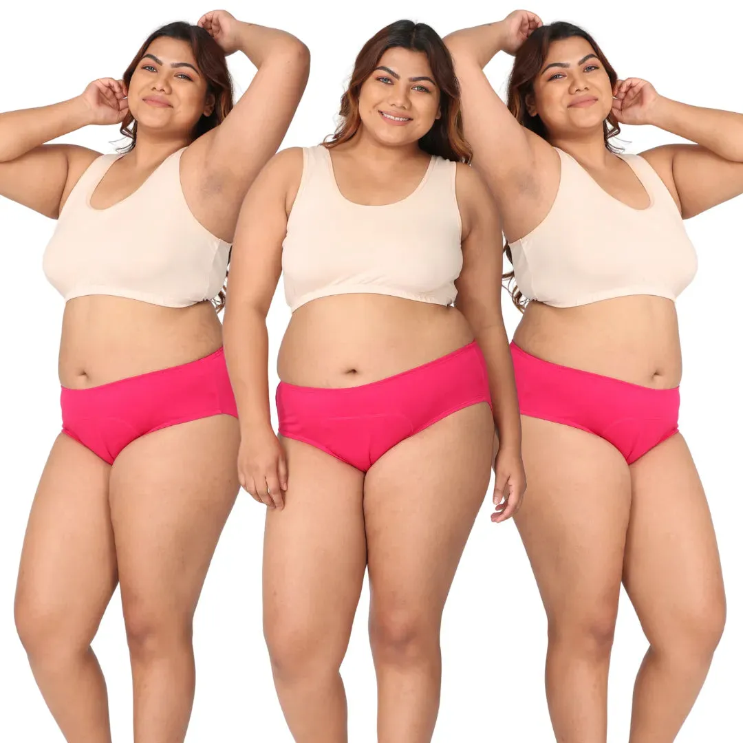 Plus Size Menstrual Panties For Stain Free Period | Hipster Fit | Leak Proof | Use with Pad For Hygiene | Prevents Front & Back Stains | 3 Pack