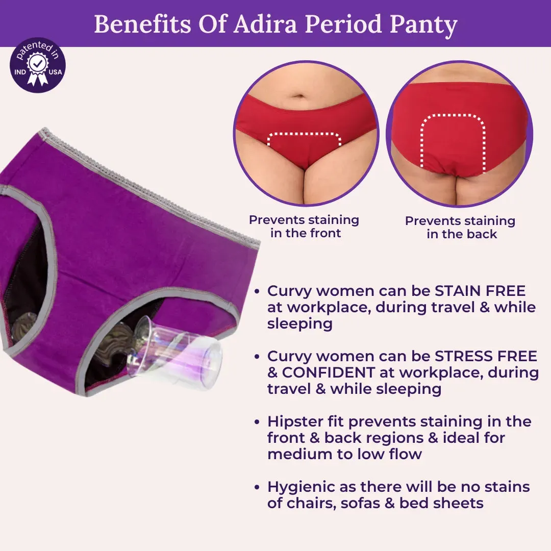 Plus Size Menstrual Panties For Stain Free Period | Hipster Fit | Leak Proof | Use with Pad For Hygiene | Prevents Front & Back Stains | 3 Pack