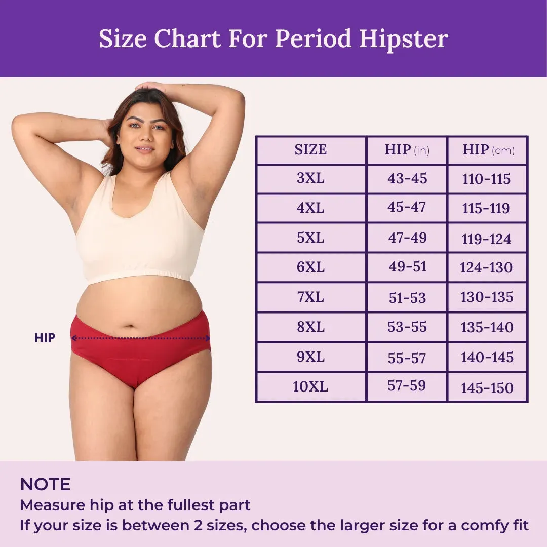 Plus Size Menstrual Panties For Stain Free Period | Hipster Fit | Leak Proof | Use with Pad For Hygiene | Prevents Front & Back Stains | 3 Pack