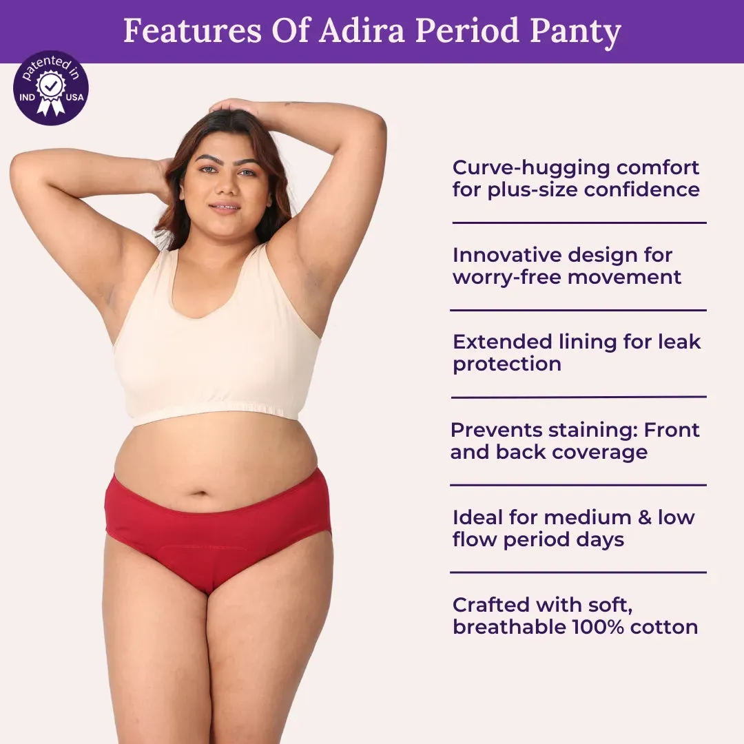 Plus Size Menstrual Panties For Stain Free Period | Hipster Fit | Leak Proof | Use with Pad For Hygiene | Prevents Front & Back Stains | 3 Pack