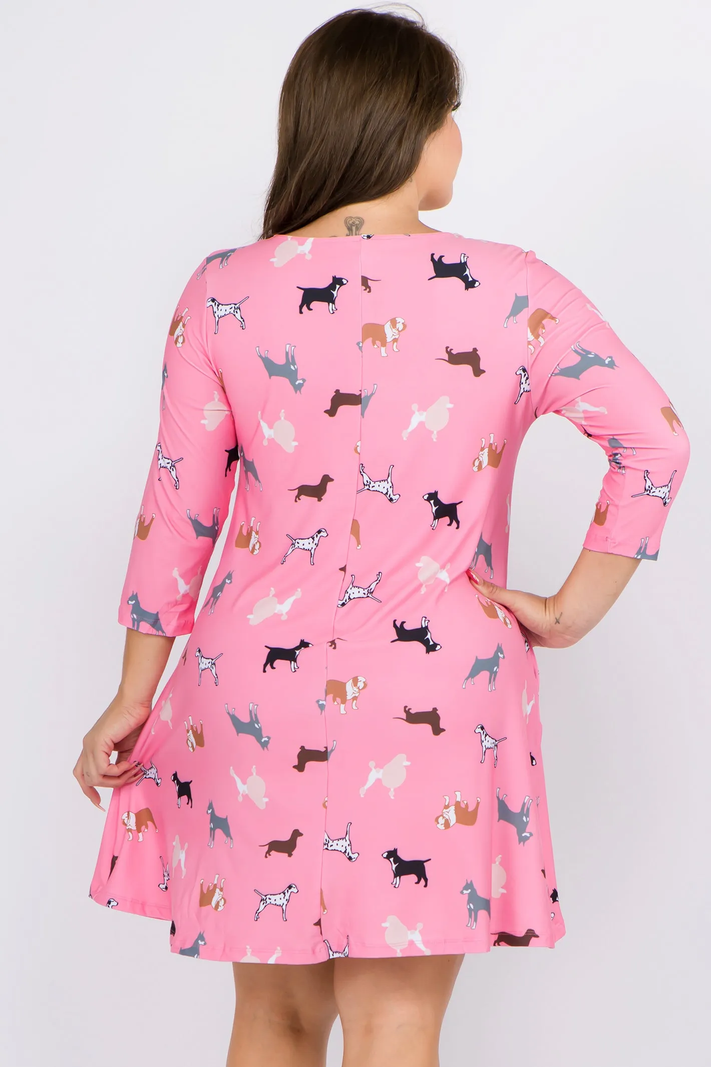 Plus Size Novelty Dog Print A-line Dress