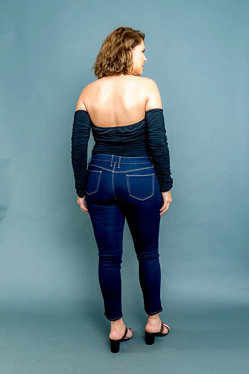Plus Size Off Shoulder Ruched Sweetheart Neckline Bodysuit with Snap Crotch (CB51319P)