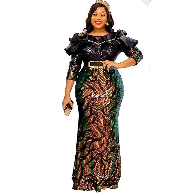 Plus Size Party Long Dresses Sequin Evening Gowns Women Outfits
