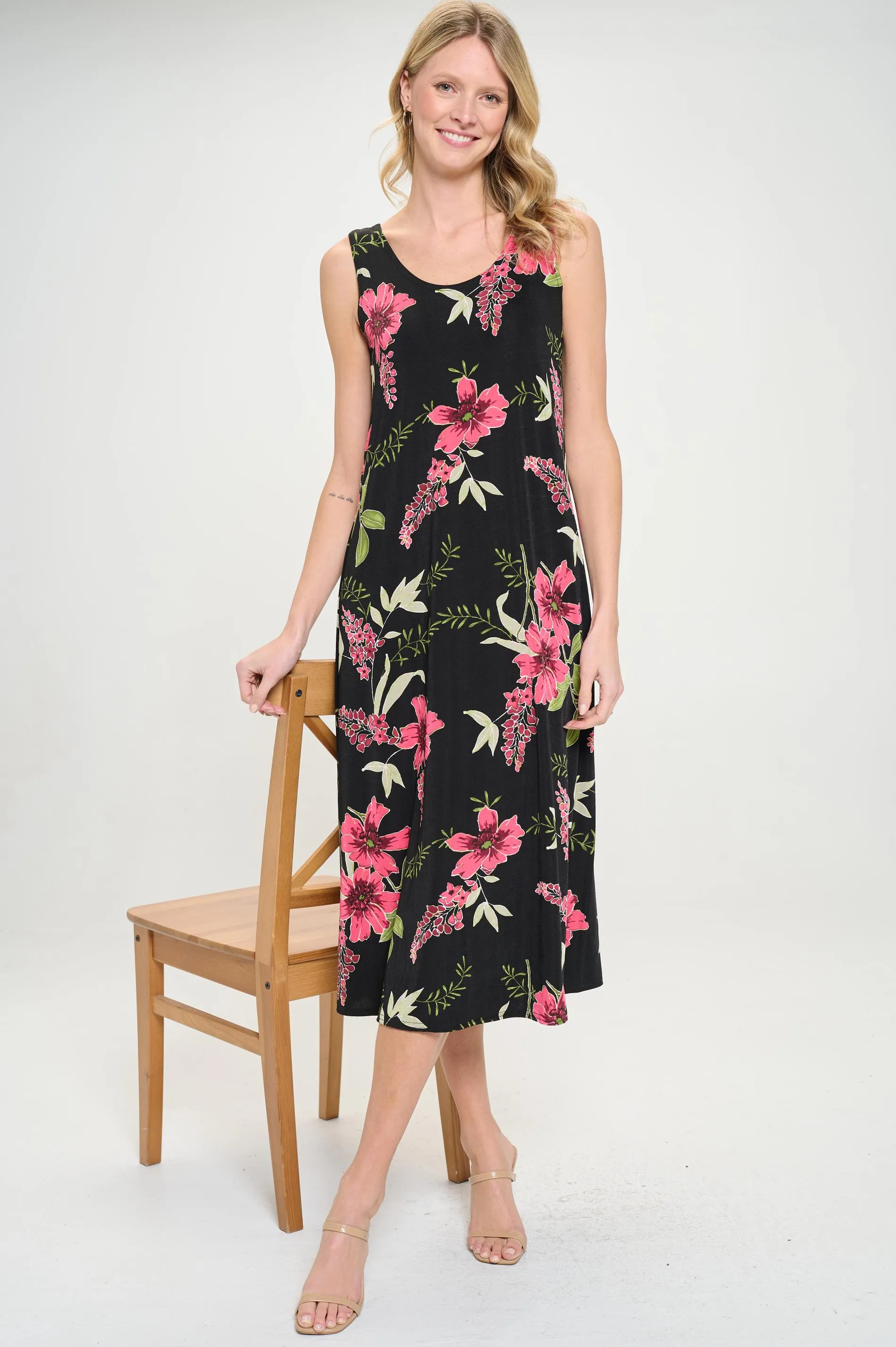 Plus Size Print Tank Long Dress Sleeveless-7000BN-TXP1-W431