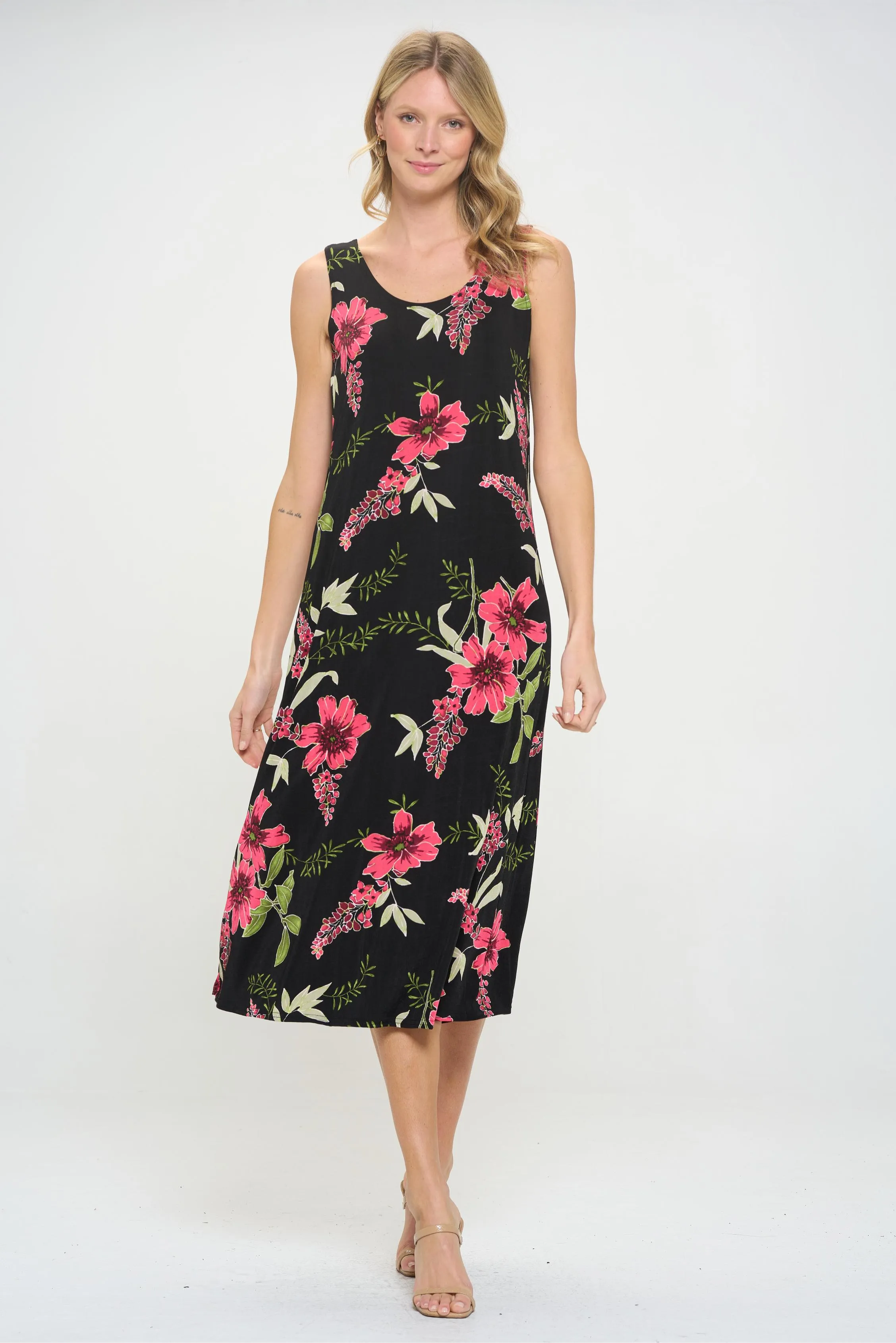 Plus Size Print Tank Long Dress Sleeveless-7000BN-TXP1-W431