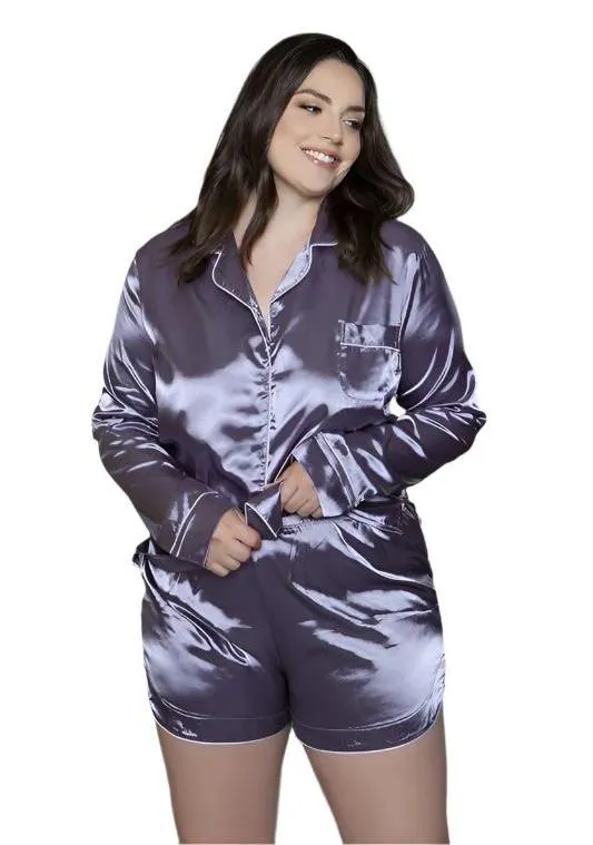 Plus Size Purple Liz Silky PJ Set