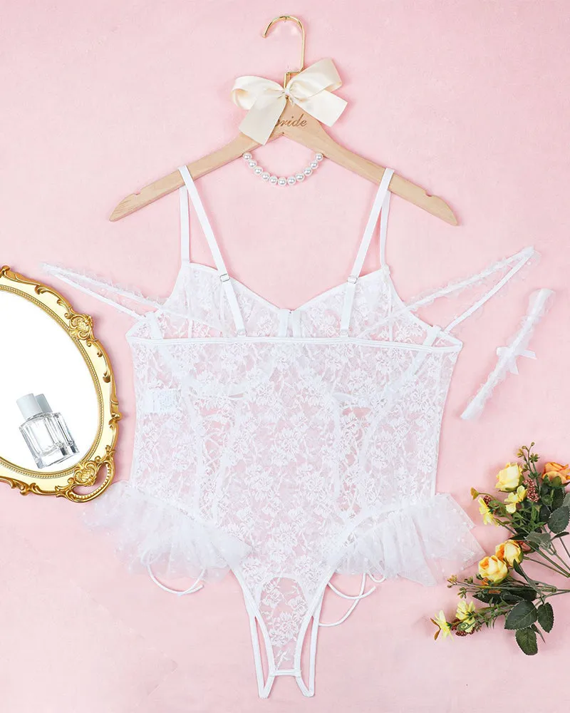 Plus Size Sheer Lace Bodysuits
