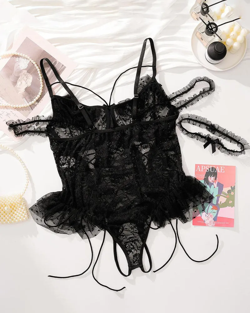 Plus Size Sheer Lace Bodysuits