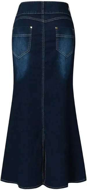 Plus Size Skirts for Women A-Line Front Denim Button Casual Jean Women's Washed Skirts Skirt Long Skirt Leather Pleated