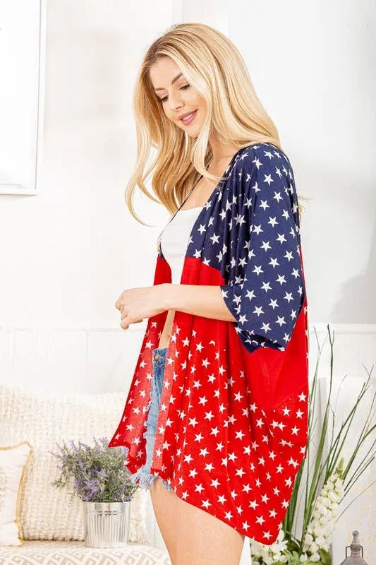 Plus Size Solid and Star Open Cardigan